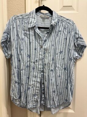 Jane and Delancey Light Blue Striped Star Button-Down Shirt
